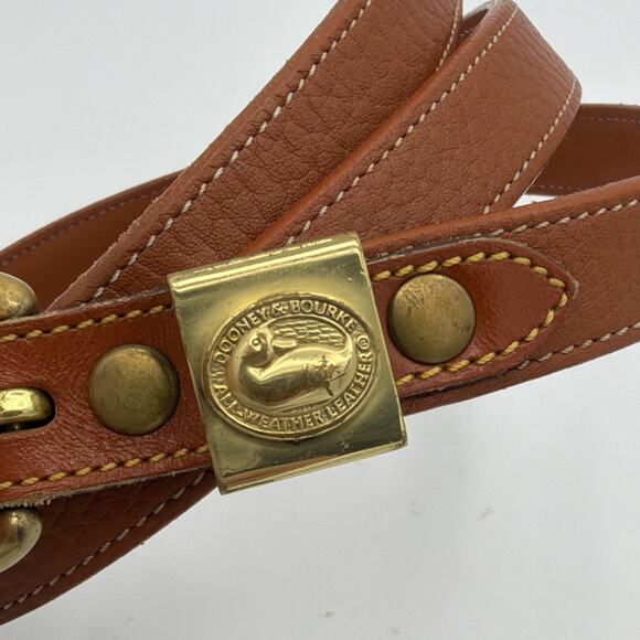 Dooney & Bourke Women’s Belt L 34” - 36” Brown Leather USA Vtg Brass Duck main image 5
